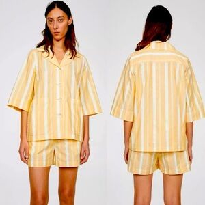 Rodebjer Sirolo Striped Overshirt Short Set In Peach Perfect Women's Size M